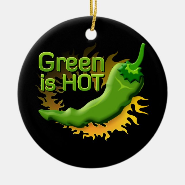 Green is HOT Ceramic Tree Decoration (Front)
