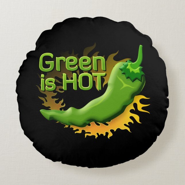 Green is HOT Round Cushion (Front)