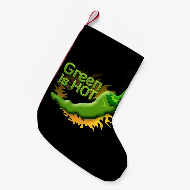 Green is HOT Small Christmas Stocking (Front (Hanging))