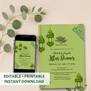 Green Islamic Ramadan Iftar Dinner Invitation