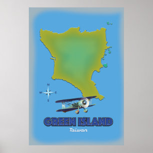 Green Island Taiwan travel poster. Poster
