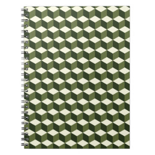 Green isometric cube pattern   spiral notebook
