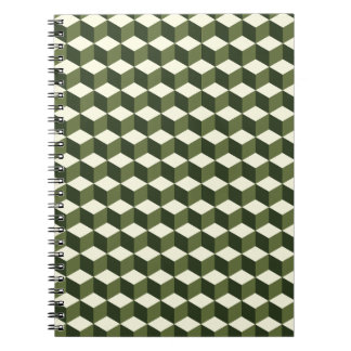 Green isometric cube pattern | spiral notebook