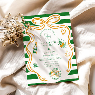 Green Italian Wedding Food Sketch Invitation