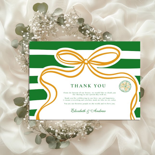 Green Italian Wedding Food Sketch Thank You Card (Creator Uploaded)