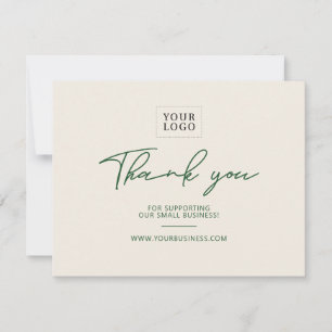Green & Ivory Lettering Business Package Thank You Card