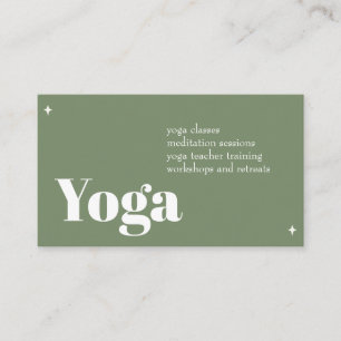 Green Ivory Minimalist Yoga Business Card