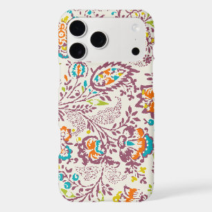 Green Ivory Plum Blue Teal Damask Floral Pattern