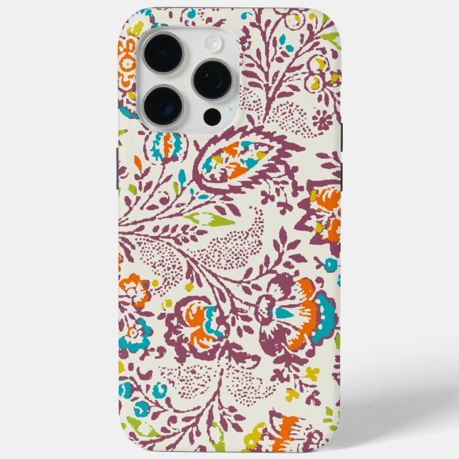 Green Ivory Plum Blue Teal Damask Floral Pattern Case-Mate iPhone Case (Back)