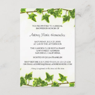 Green Ivy - 3x5 Bridal Shower Invitation