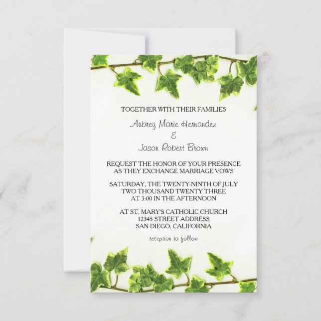 Green Ivy - 3x5 Wedding Invitation (Front)