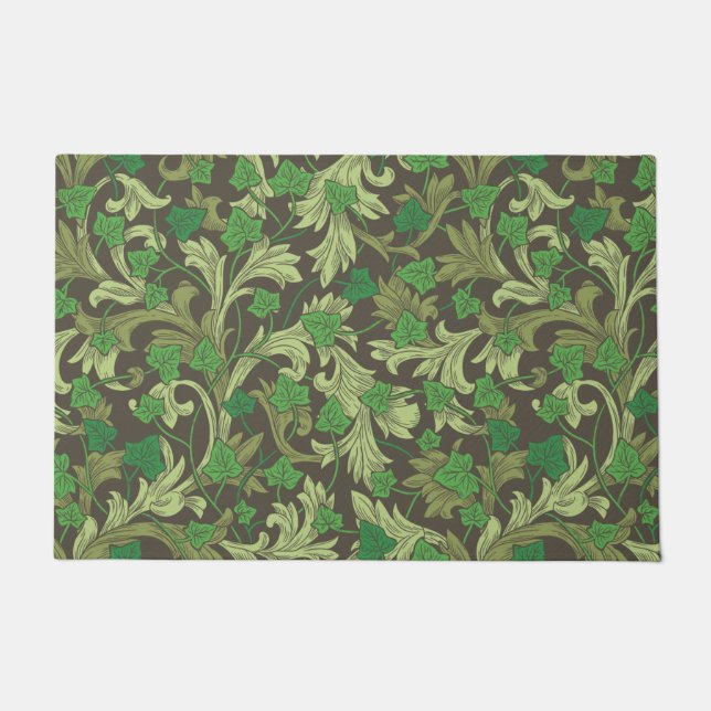 Green Ivy and Acanthus Leaves Garden  Mat (Front)