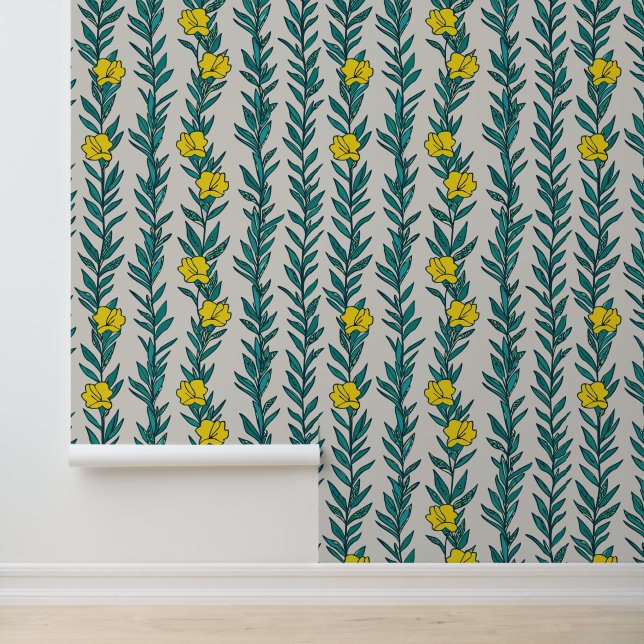 Green Ivy and Yellow Flowers Wallpaper (Application)