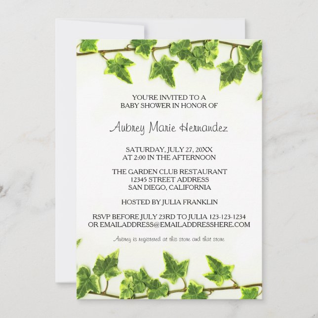 Green Ivy - Baby Shower Invitation (Front)