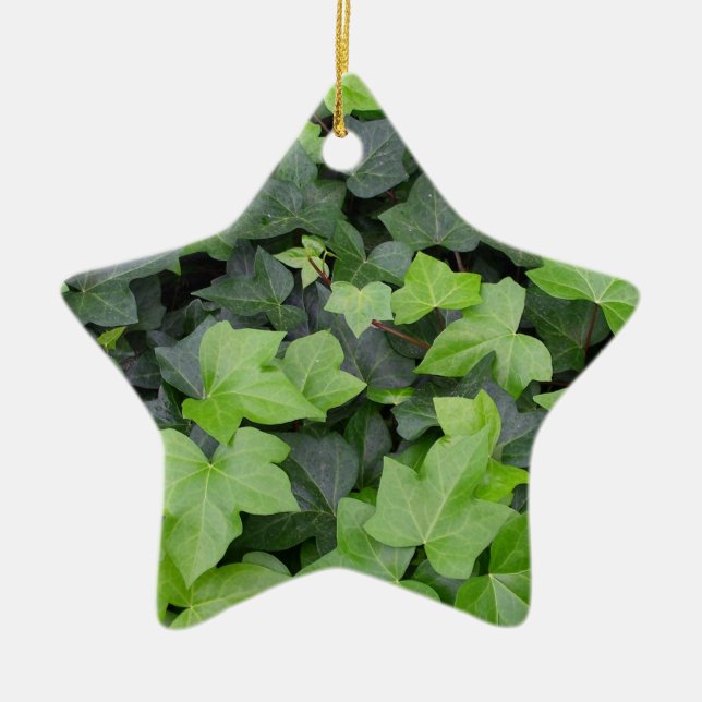 Green Ivy Botanical Print Ceramic Tree Decoration (Front)