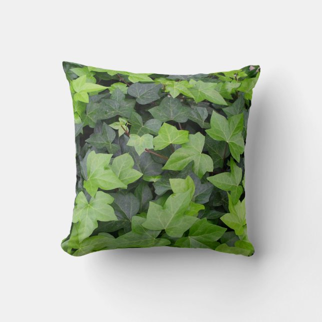 Green Ivy Botanical Print Cushion (Front)