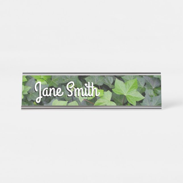 Green Ivy Botanical Print Desk Name Plate (Front)
