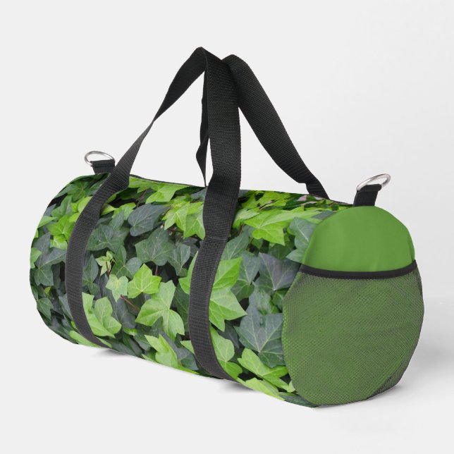 Green Ivy Botanical Print Duffle Bag (Right Corner)