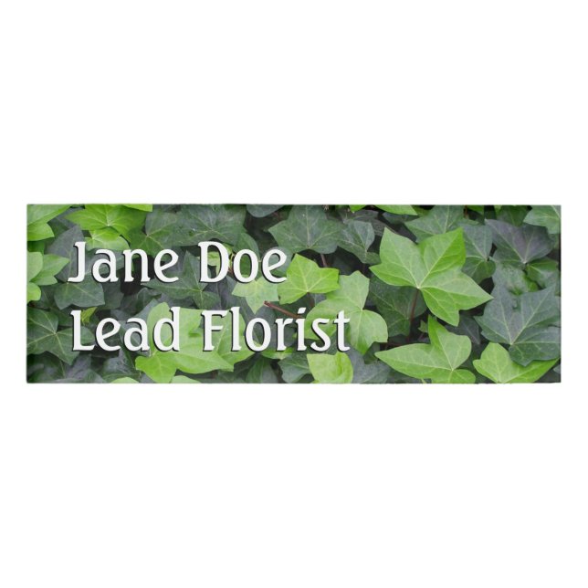 Green Ivy Botanical Print Name Tag (Front)