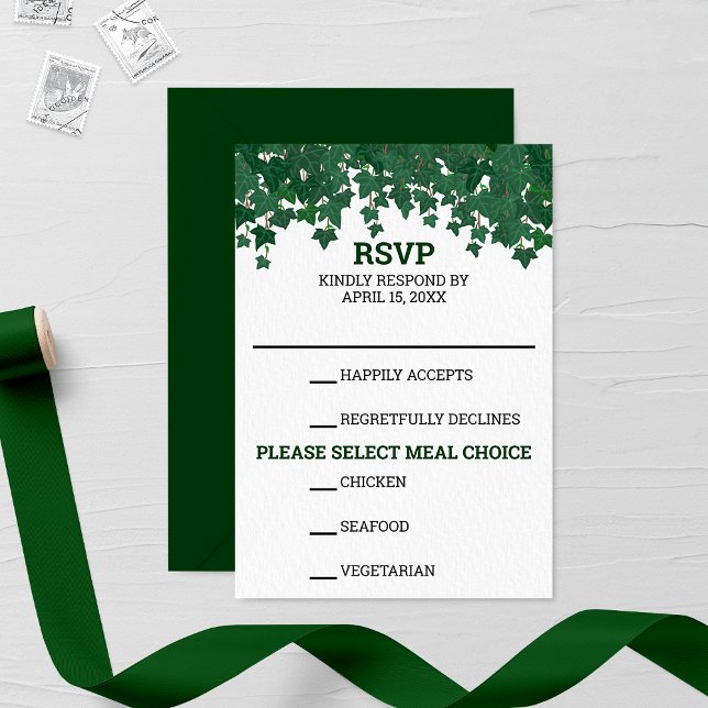 Green Ivy Garden Wedding RSVP Card (Creator Uploaded)
