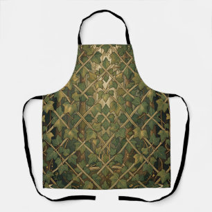 Green Ivy Lattice Trellis Vintage Forest Pattern Apron