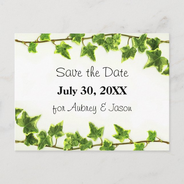 Green Ivy - Save the Date Post Card (Front)