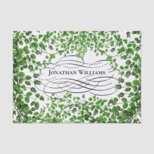 Green Ivy with Monogrammed Name Tissue Paper