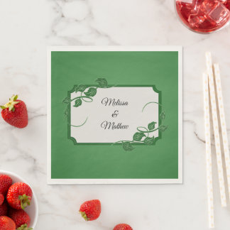 Green Ivy with names   Napkin