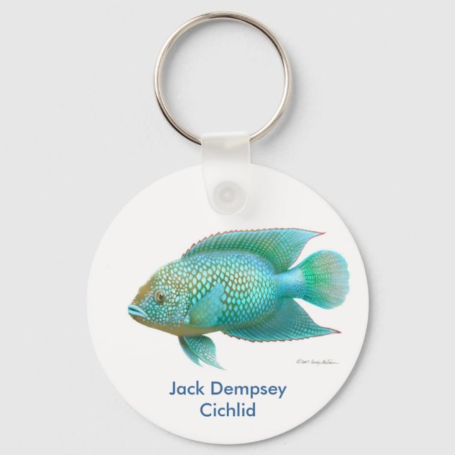 Green Jack Dempsey Cichlid Key Ring (Front)