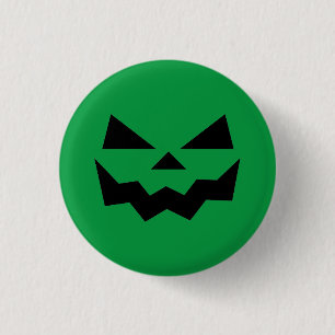 Green Jack-o-lantern pumpkin face 3 Cm Round Badge