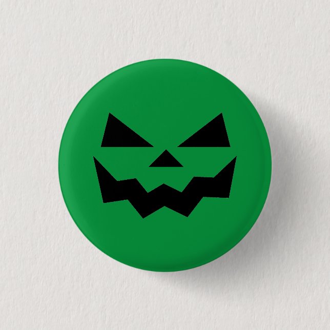 Green Jack-o-lantern pumpkin face  3 Cm Round Badge (Front)