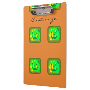 Green Jack o'lantern Halloween Thunder_Cove Clipboard