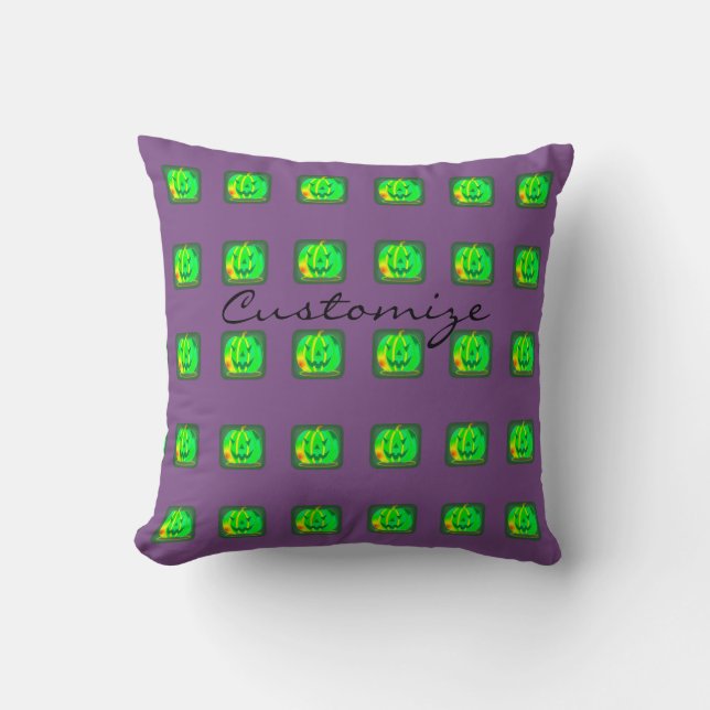 Green Jack o'lantern Halloween Thunder_Cove Cushion (Front)