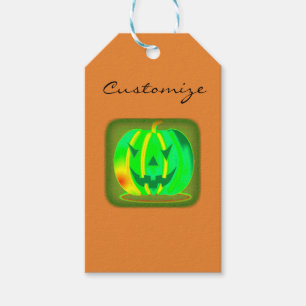 Green Jack o'lantern Halloween Thunder_Cove Gift Tags
