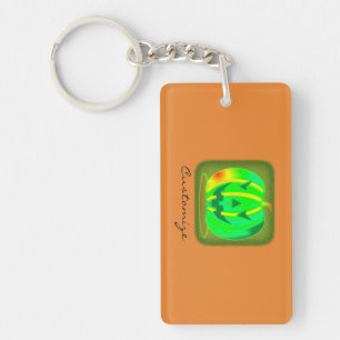 Green Jack o'lantern Halloween Thunder_Cove Key Ring