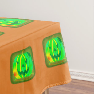 Green Jack o'lantern Halloween Thunder_Cove Tablecloth