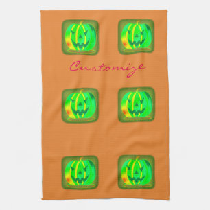 Green Jack o'lantern Halloween Thunder_Cove Tea Towel