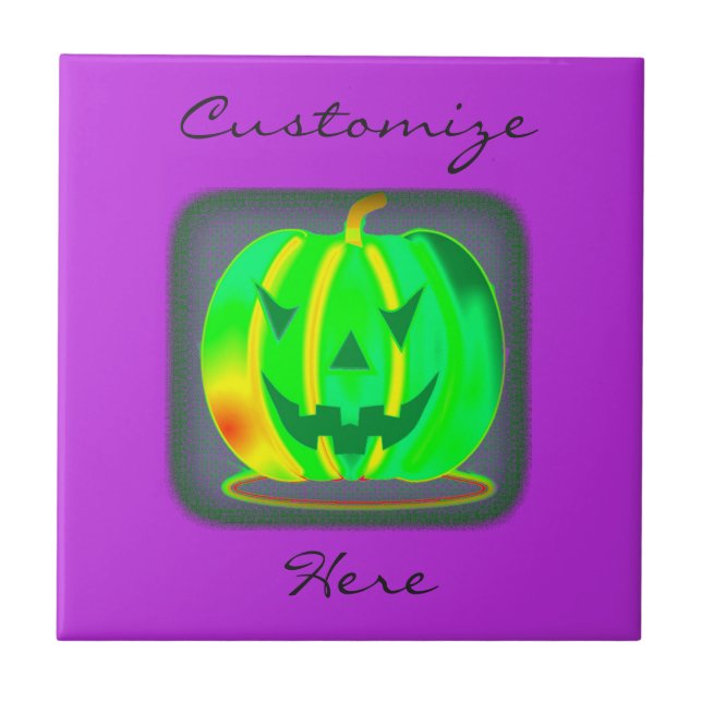 Green Jack o'lantern Halloween Thunder_Cove Tile (Front)