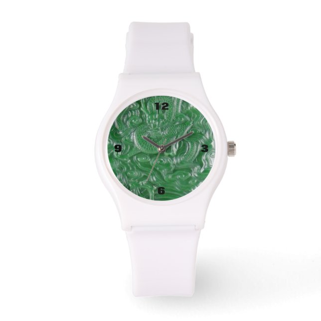 green jade chinese dragon sculpture watch (Front)