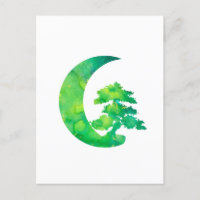 Green Jade Crescent Moon and Bonsai Tree