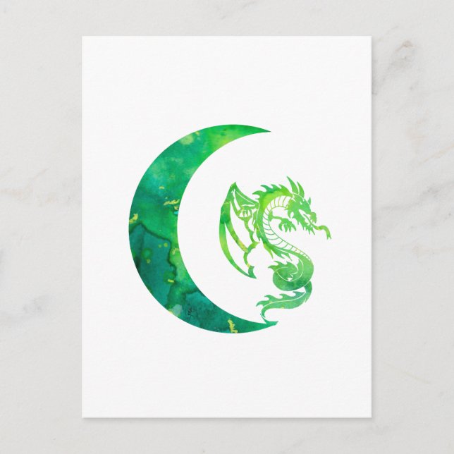 Green Jade Moon and Dragon Postcard (Front)