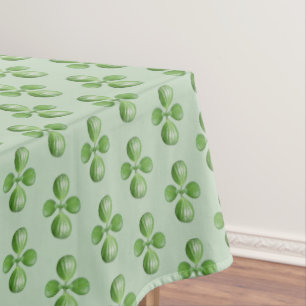 Green Jade Tree Leaves on Light Green Tablecloth
