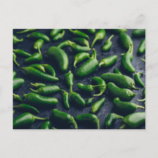 Green Jalapeno Peppers on Concrete Background Postcard