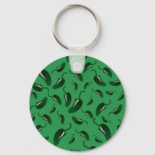 Green jalapeno peppers pattern key ring