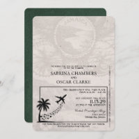 Green Jamaica Passport Wedding Invitation