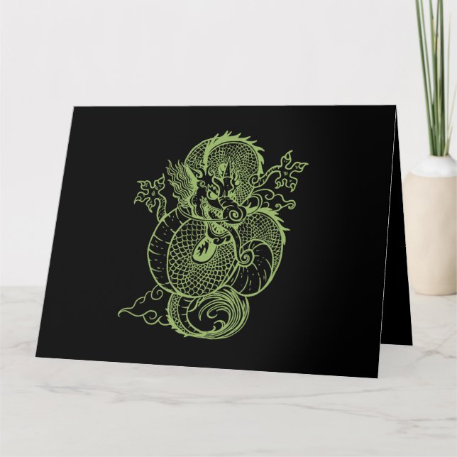 Green Japanese Asian Chinese Dragon Aesthetic Soft Card (Front)