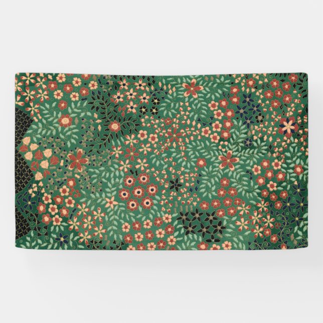 Green Japanese flower background traditional flora Banner (Horizontal)