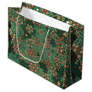 Green Japanese flower background traditional flora Large Gift Bag