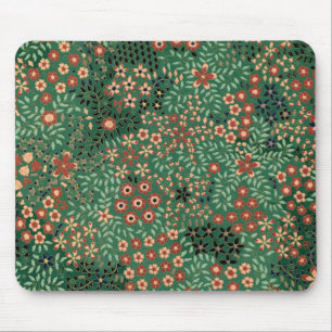 Green Japanese flower background traditional flora Mouse Mat