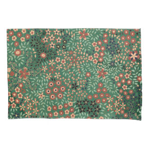 Green Japanese flower background traditional flora Pillowcase